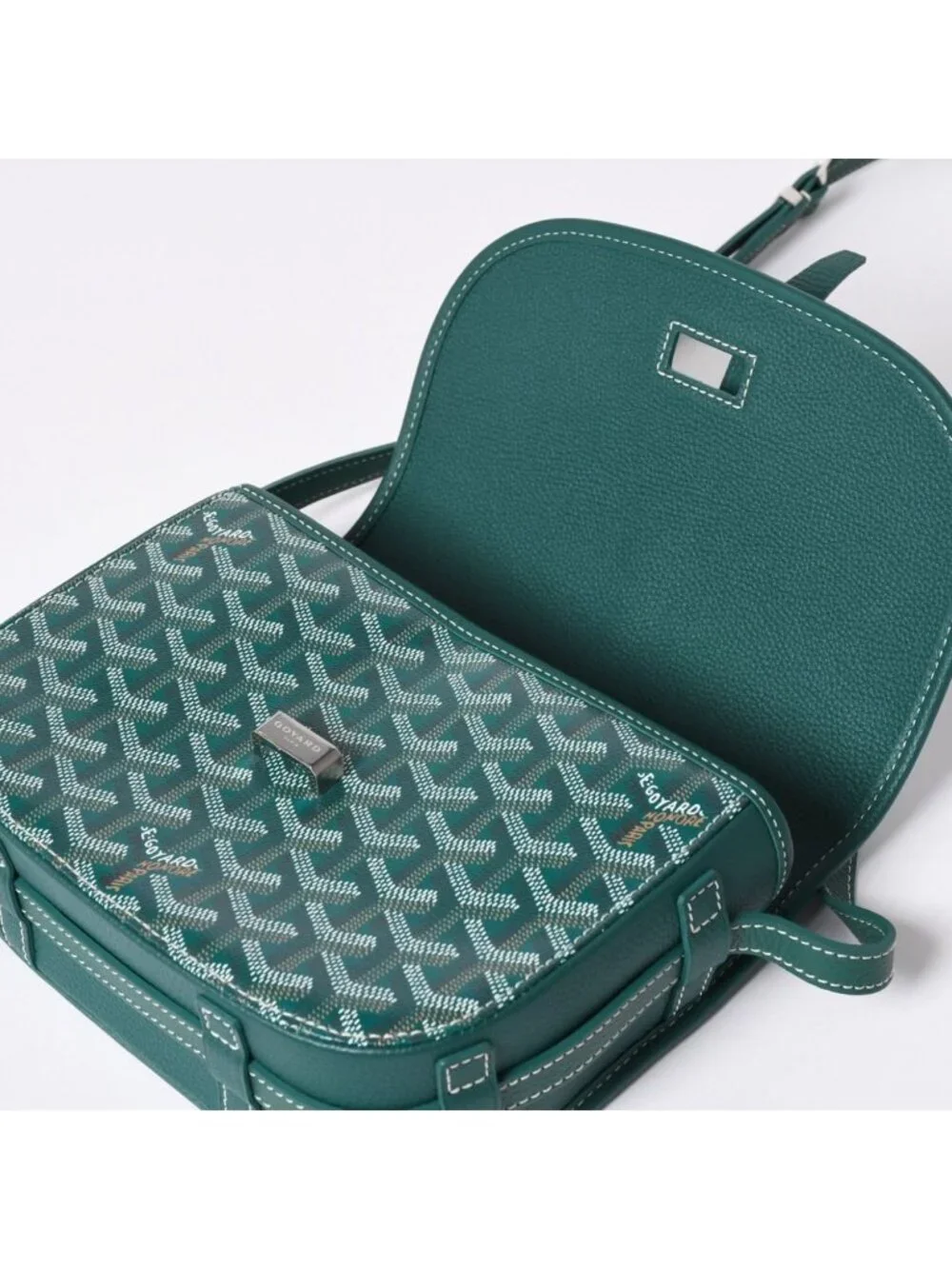Goyard Belvedere PM Shoulder Bag Green Leather